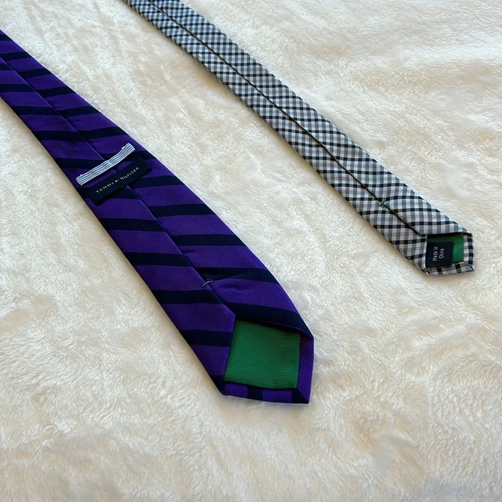 Tommy Hilfiger Purple Striped Tie - Picture 5 of 7
